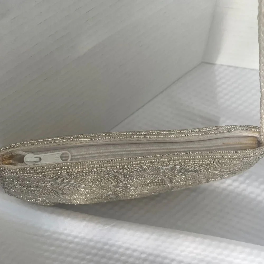 Partners TM Vintage Elegant Gold & Silver Scalloped Beaded Clutch or Crossbody